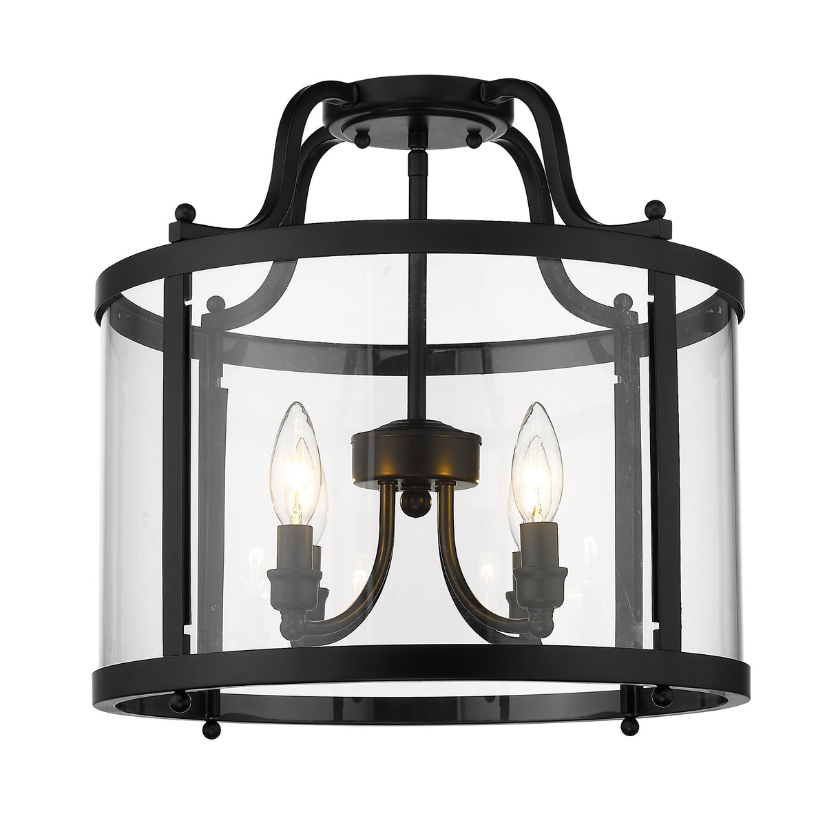 Payton Semi-Flush in Matte Black with Clear Glass