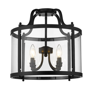 Payton Semi-Flush in Matte Black with Clear Glass