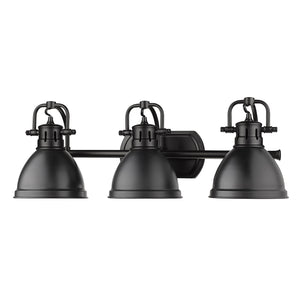 Duncan 3 Light Bath Vanity in Matte Black with a Matte Black Shade