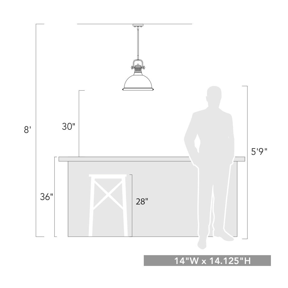 Duncan 1 Light Pendant with Rod in Rubbed Bronze with a Rubbed Bronze Shade