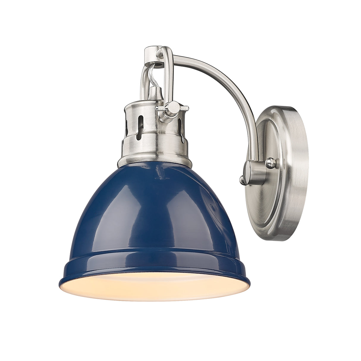 Duncan PW 1 Light Bath Vanity in Pewter with Navy Blue Shade