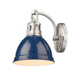 Duncan PW 1 Light Bath Vanity in Pewter with Navy Blue Shade