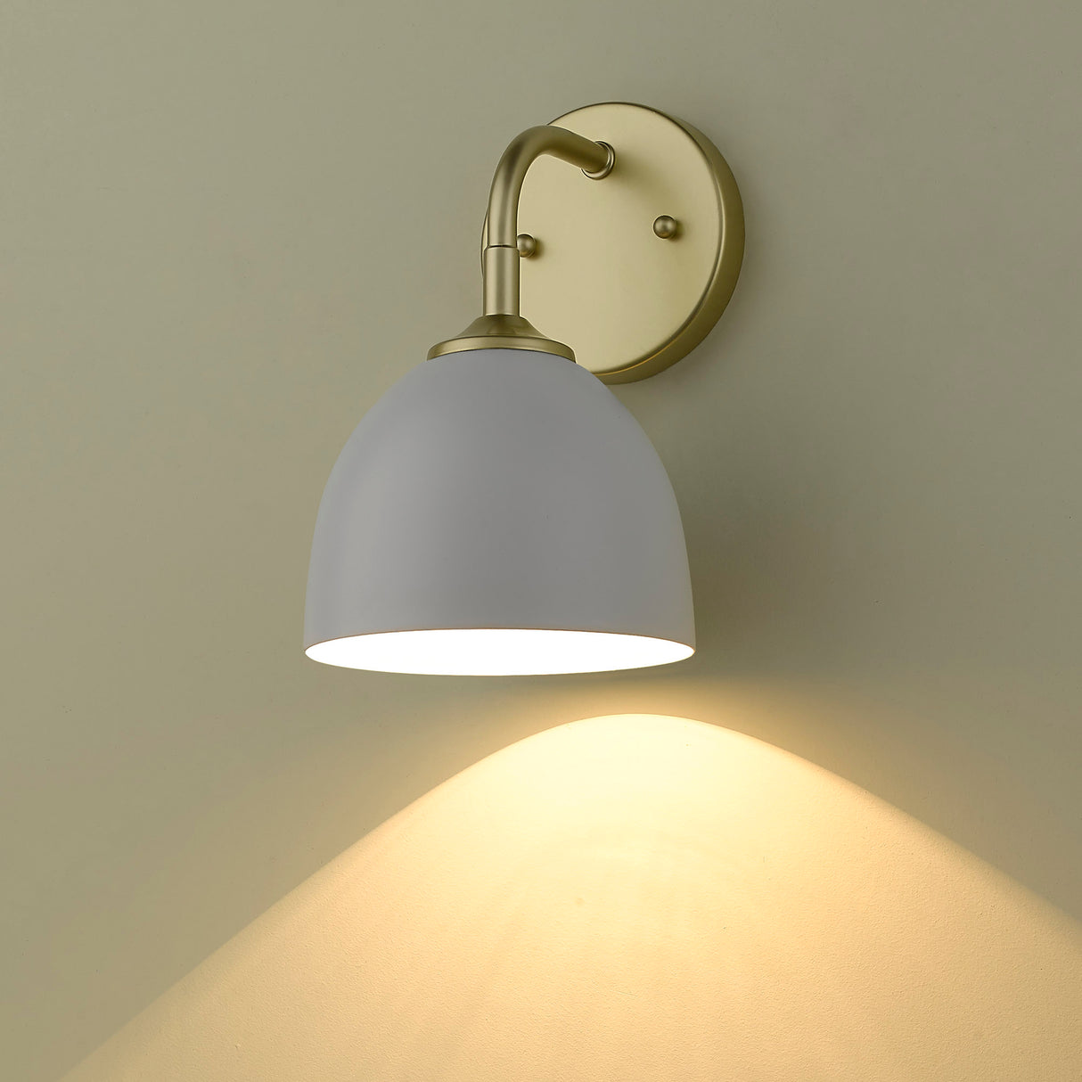 Zoey 1-Light Wall Sconce in Olympic Gold with Matte White Shade