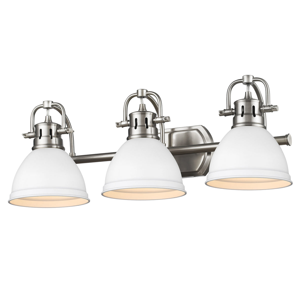 Duncan 3 Light Bath Vanity in Pewter with a Matte White Shade