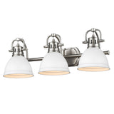 Duncan 3 Light Bath Vanity in Pewter with a Matte White Shade