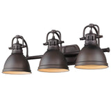 Duncan 3 Light Bath Vanity in Rubbed Bronze with a Rubbed Bronze Shade