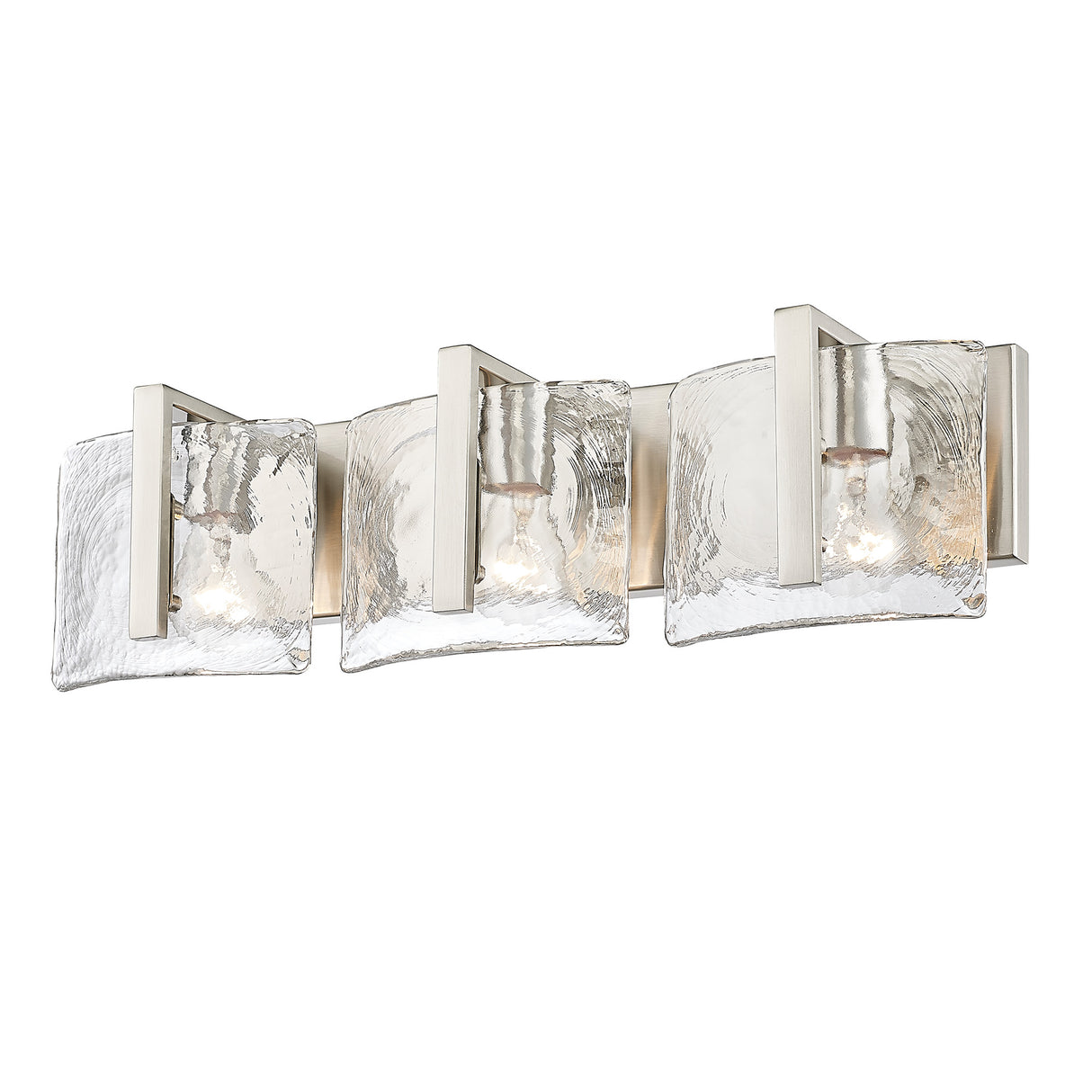 Aenon 3-Light Bath Vanity in Pewter with Hammered Water Glass Shade