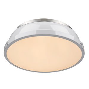Duncan 14" Flush Mount in Pewter with a White Shade
