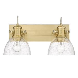 Hines 2 Light Bath Vanity in Brushed Champagne Bronze with Seeded Glass Shades