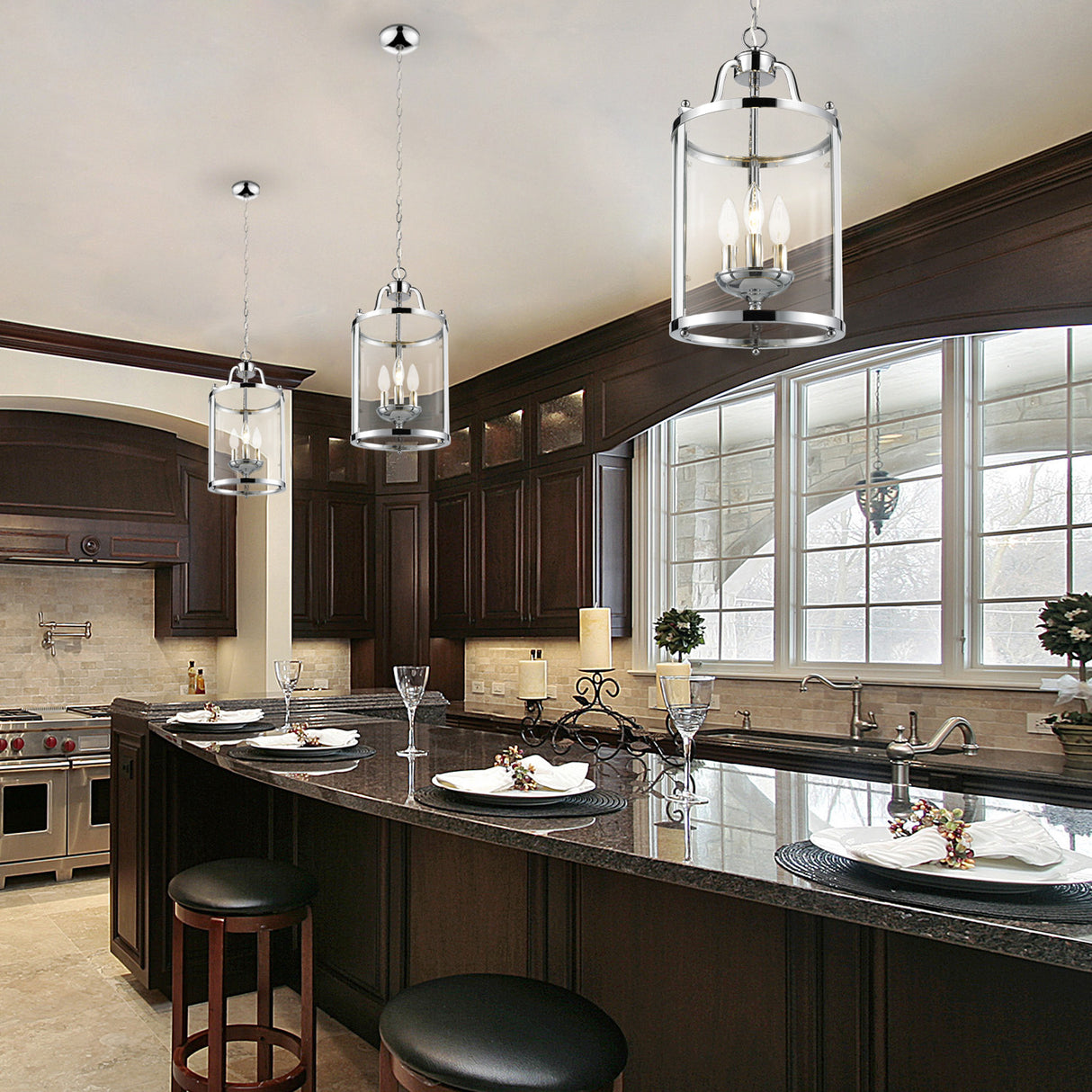 Payton 3-Light Pendant in Chrome with Clear Glass