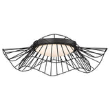 Elena Flush Mount - 24" in Natural Black with Opal Glass Shade