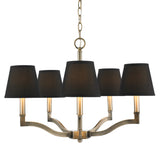 Waverly 5 Light Chandelier in Aged Brass with Tuxedo Shade