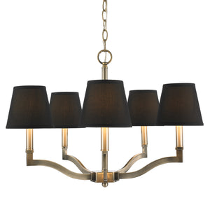 Waverly 5 Light Chandelier in Aged Brass with Tuxedo Shade