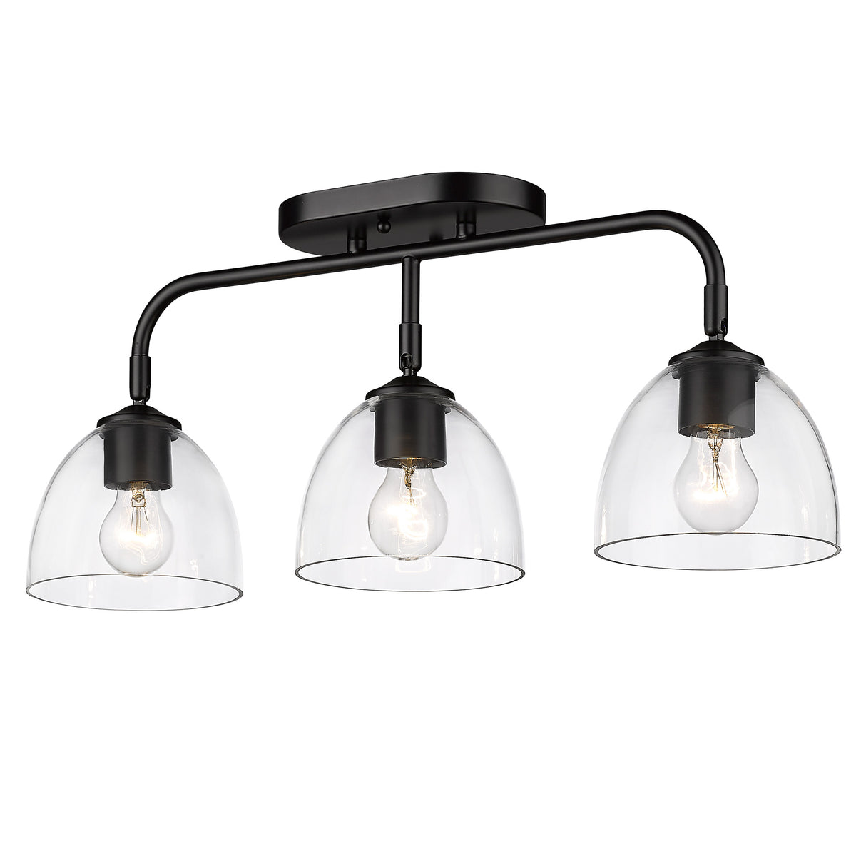 Roxie 3 Light Semi-Flush in Matte Black with Matte Black Accents and Clear Glass Shade