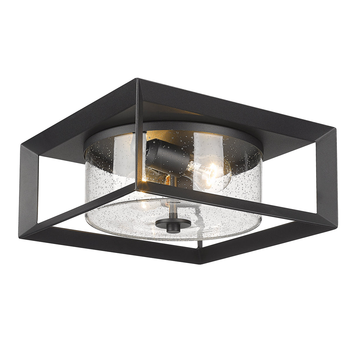 Smyth Outdoor Flush Mount in Natural Black with Seeded Glass