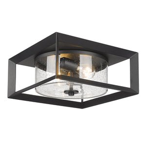 Smyth Outdoor Flush Mount in Natural Black with Seeded Glass
