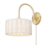 Erma BCB 1 Light Wall Sconce in Brushed Champagne Bronze with White Wicker Shade