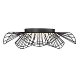Elena Flush Mount - 24" in Natural Black with Opal Glass Shade
