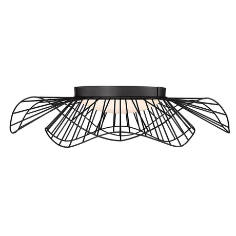 Elena Flush Mount - 24" in Natural Black with Opal Glass Shade