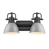 Duncan 2 Light Bath Vanity in Matte Black with Gray Shades