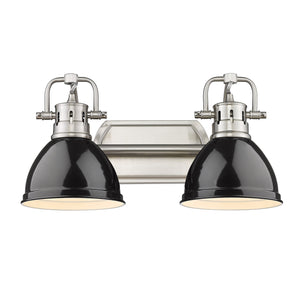 Duncan 2 Light Bath Vanity in Pewter with Black Shades