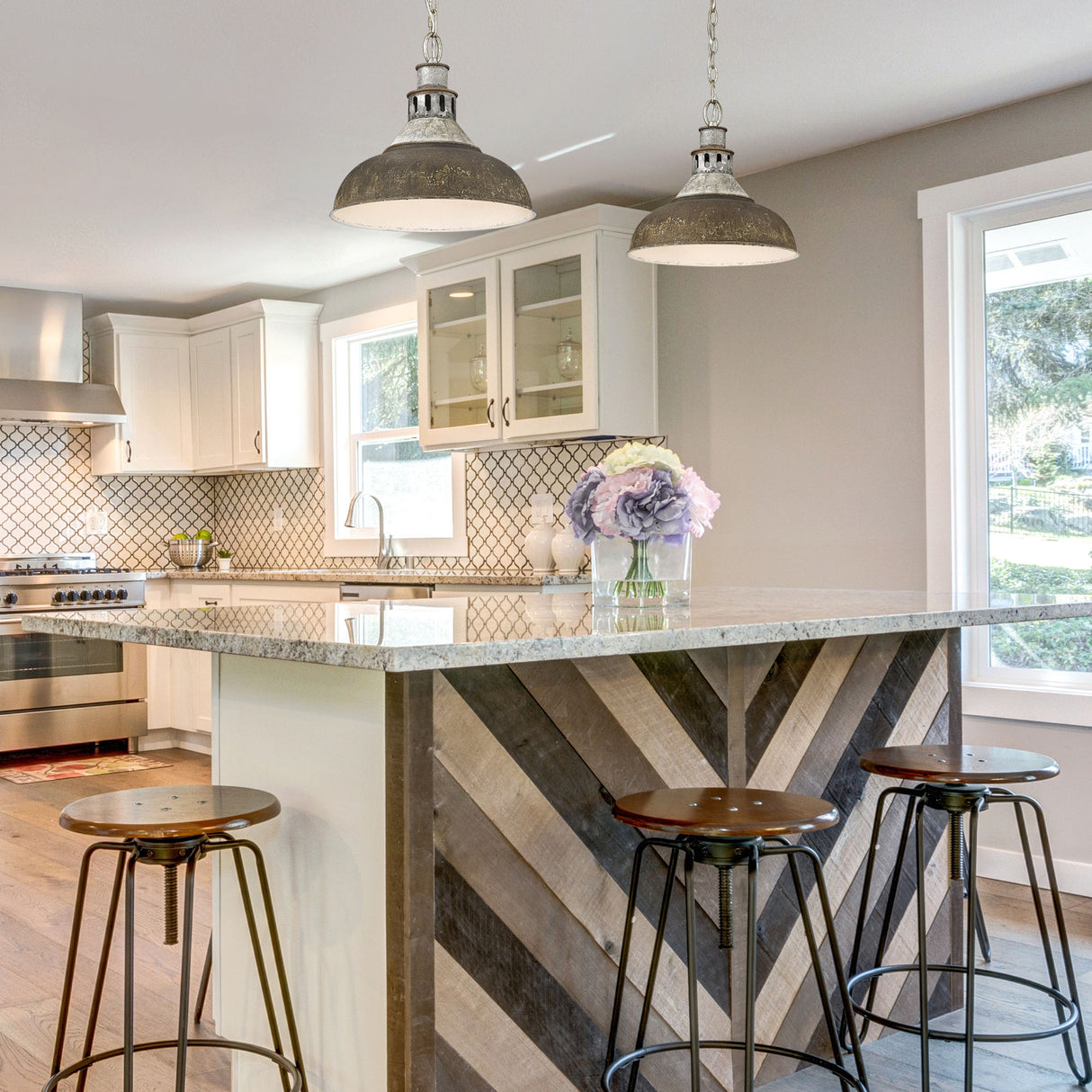 Kinsley Large Pendant in Aged Galvanized Steel
