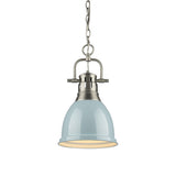 Duncan Small Pendant with Chain in Pewter with a Seafoam Shade