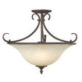 Homestead Semi-Flush in Rubbed Bronze with Tea Stone Glass</p>