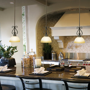 Riverton Mini Pendant in Peppercorn with Linen Swirl Glass