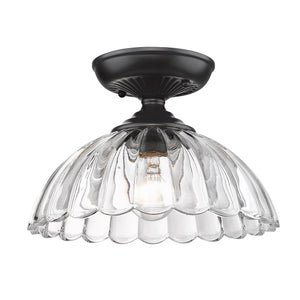 Audra Semi-Flush in Matte Black with Clear Glass Shade