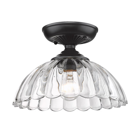Audra Semi-Flush in Matte Black with Clear Glass Shade
