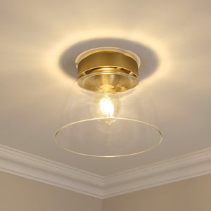 Remy BCB Flush Mount - 10" in Brushed Champagne Bronze with Clear Glass Shade