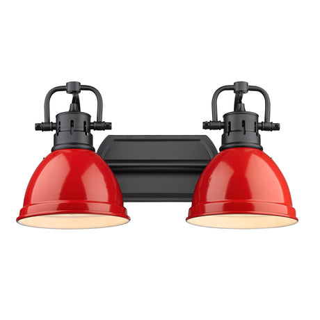 Duncan 2 Light Bath Vanity in Matte Black with Red Shades