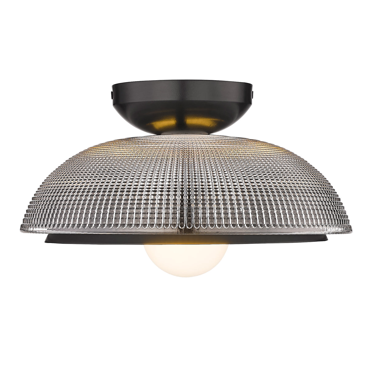 Crawford BLK Flush Mount in Matte Black with Retro Prism Glass Shade