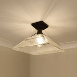Kepler Semi-Flush in Matte Black with Water Glass Shade