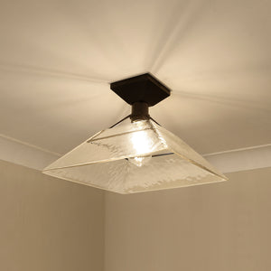Kepler Semi-Flush in Matte Black with Water Glass Shade