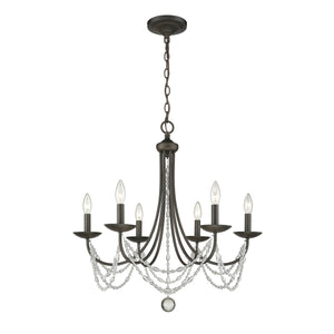 Mirabella 6 Light Chandelier in Rubbed Bronze