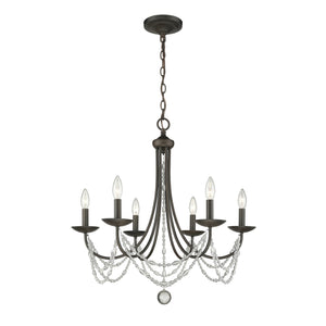Mirabella 6 Light Chandelier in Rubbed Bronze