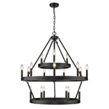 Alastair 3 Tier 3+9+6 Light Chandelier in Matte Black