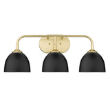 Zoey 3-Light Bath Vanity in Olympic Gold with Matte Black Shade