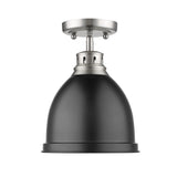 Duncan Flush Mount in Pewter with a Matte Black Shade