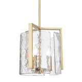 Aenon 3-Light Pendant in Brushed Champagne Bronze with Hammered Water Glass Shade