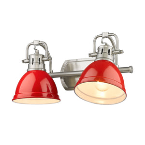 Duncan 2 Light Bath Vanity in Pewter with Red Shades