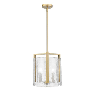 Aenon 3-Light Pendant in Brushed Champagne Bronze with Hammered Water Glass Shade