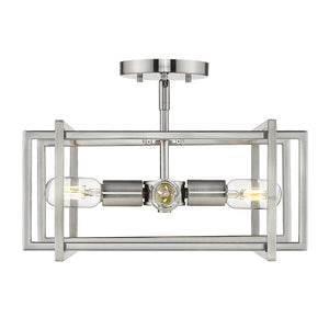 Tribeca Semi-flush in Pewter with Pewter Accents