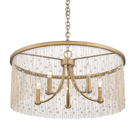 Marilyn CRY 5 Light Chandelier in Peruvian Gold with Crystal Strands