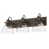 Hines 3-Light Semi-Flush in Rubbed Bronze with Seeded Glass