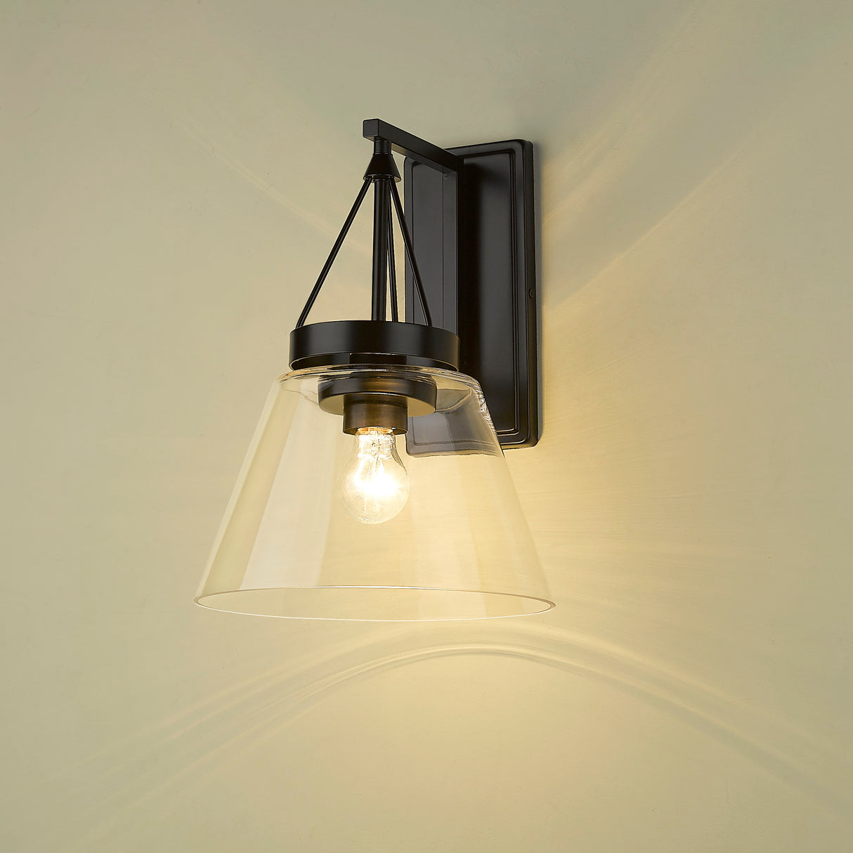 Penn 1 Light Wall Sconce in Matte Black with Clear Glass Shade