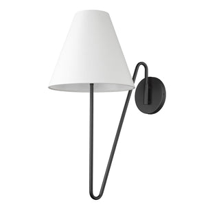 Kennedy 1 Light Articulating Wall Sconce in Natural Black with Ivory Linen Shade