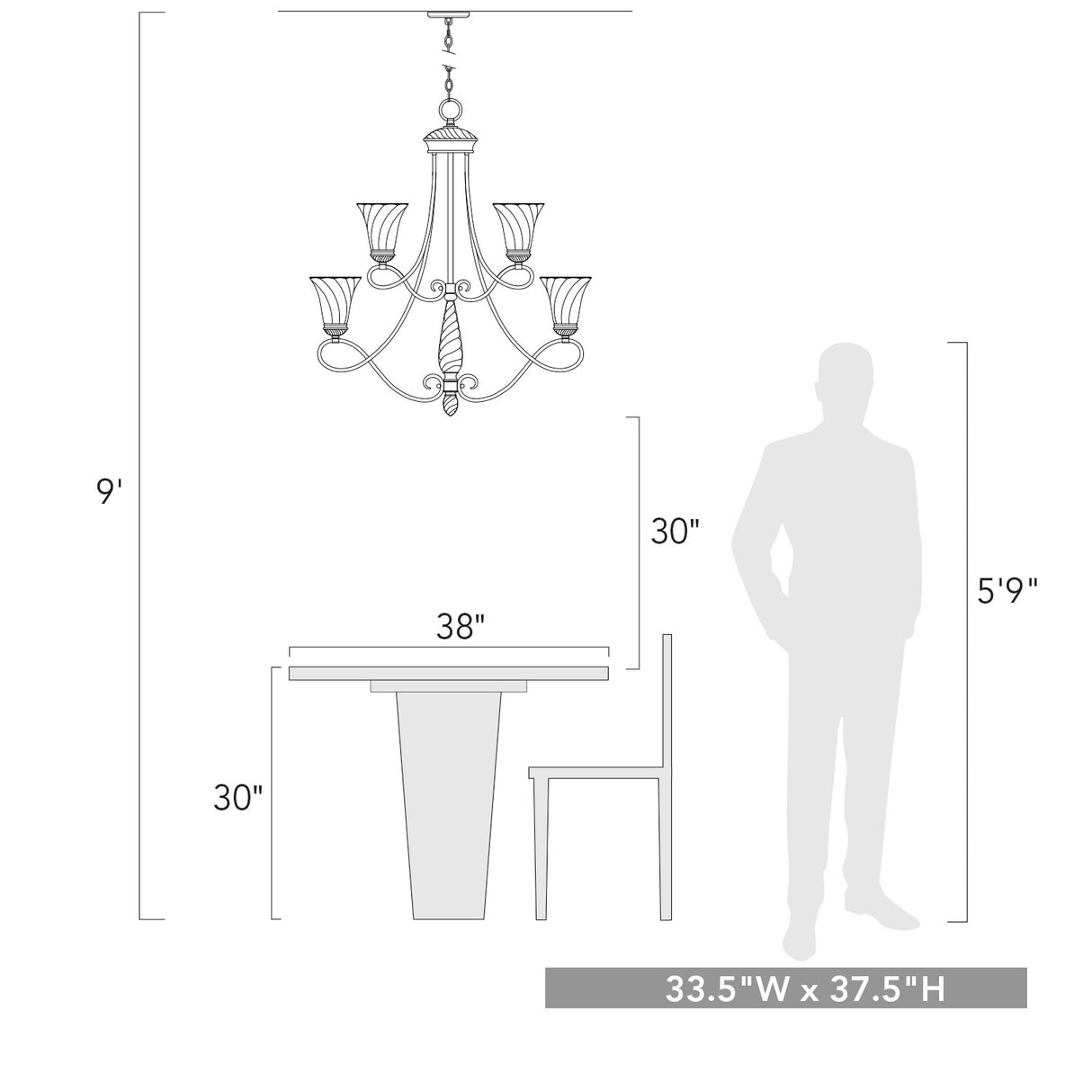 Torbellino 2 Tier - 9 Light Chandelier in Cordoban Bronze with Remolino Glass